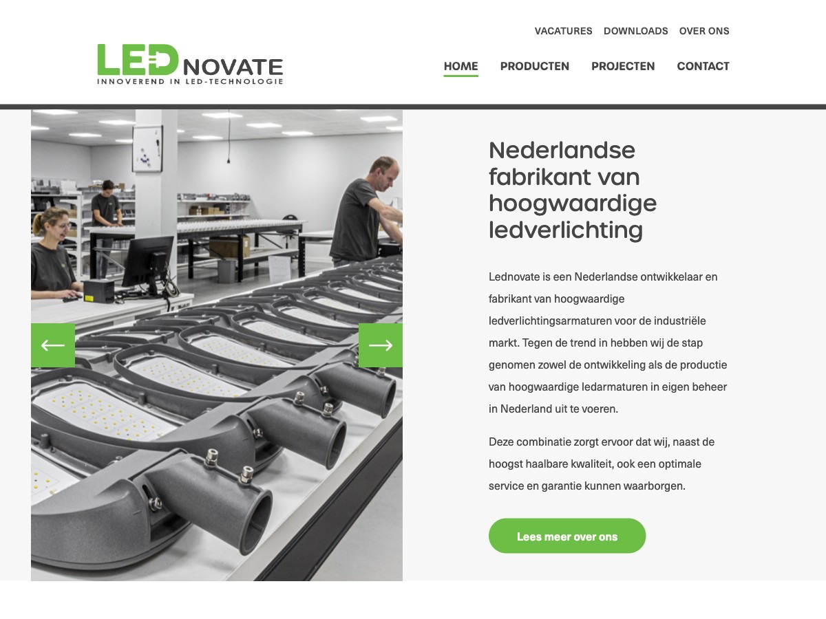 De productielocatie van Lednovate met ledarmaturen