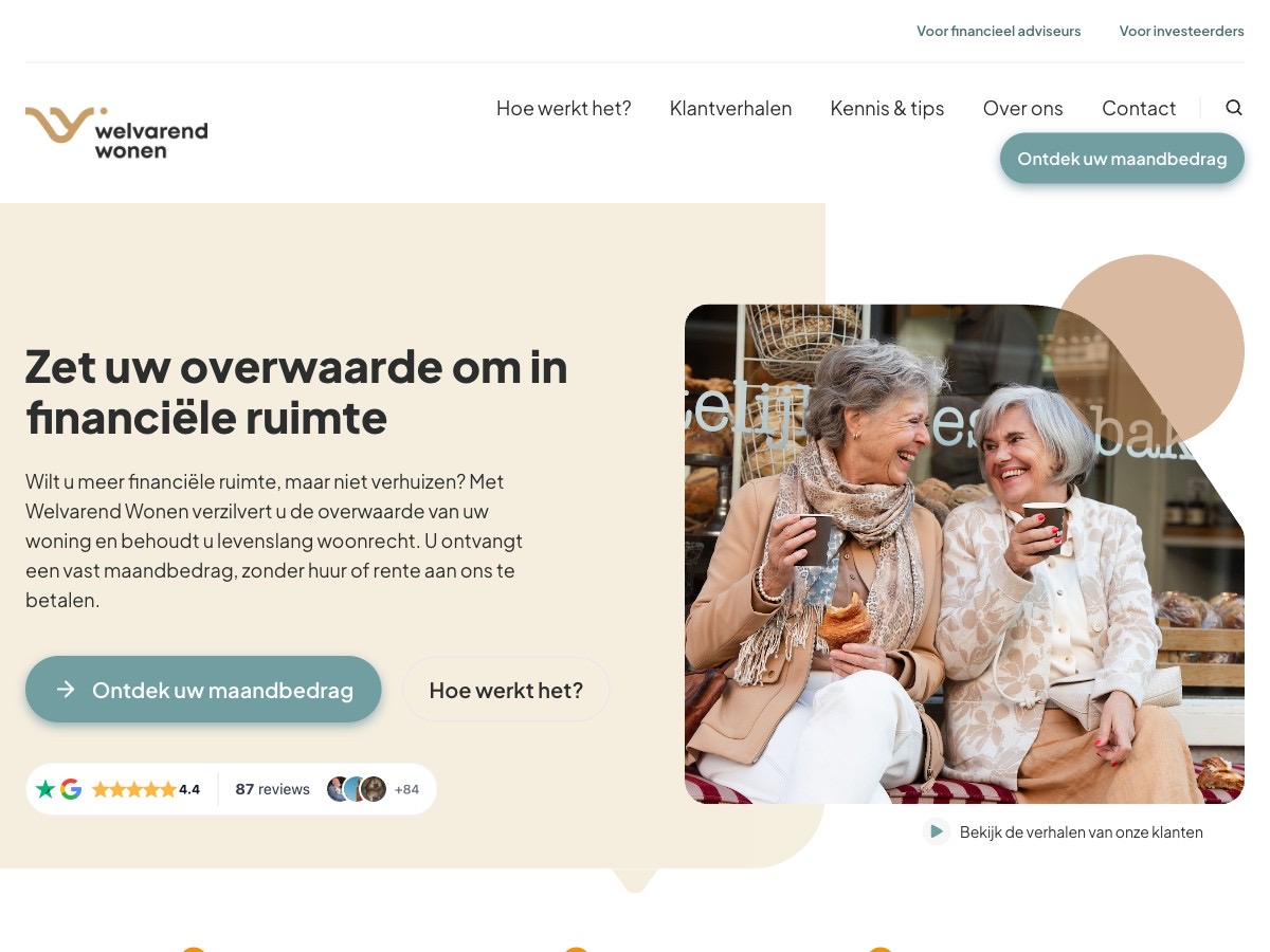 De website van Welvarend Wonen